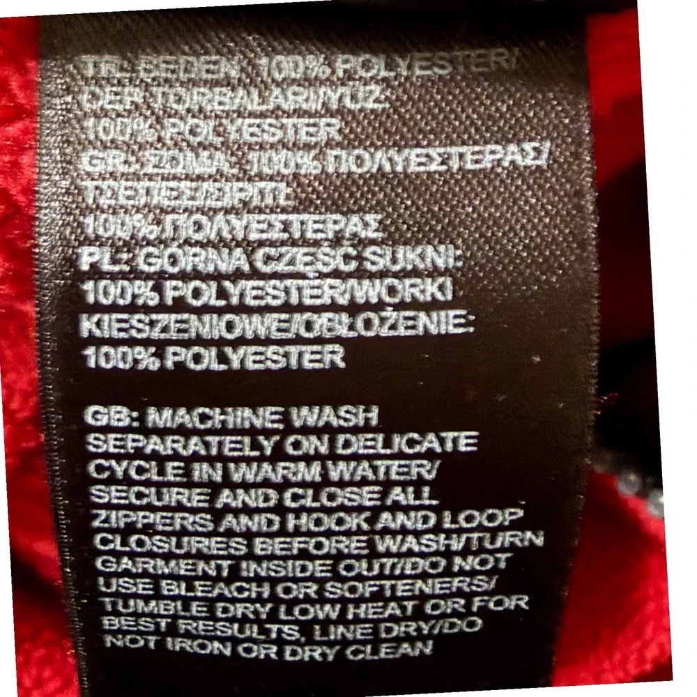 The North Face Mens Full Zip Fleece Jacket Red Grey Mock Neck Hiking Large